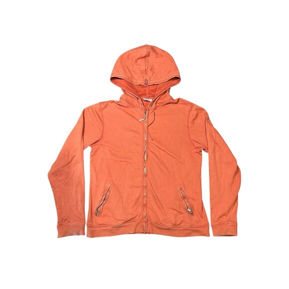 Hard Tail Forever Small Orange Long Sleeve Full Zip Hoodie Distressed‎ Faded - Picture 1 of 7